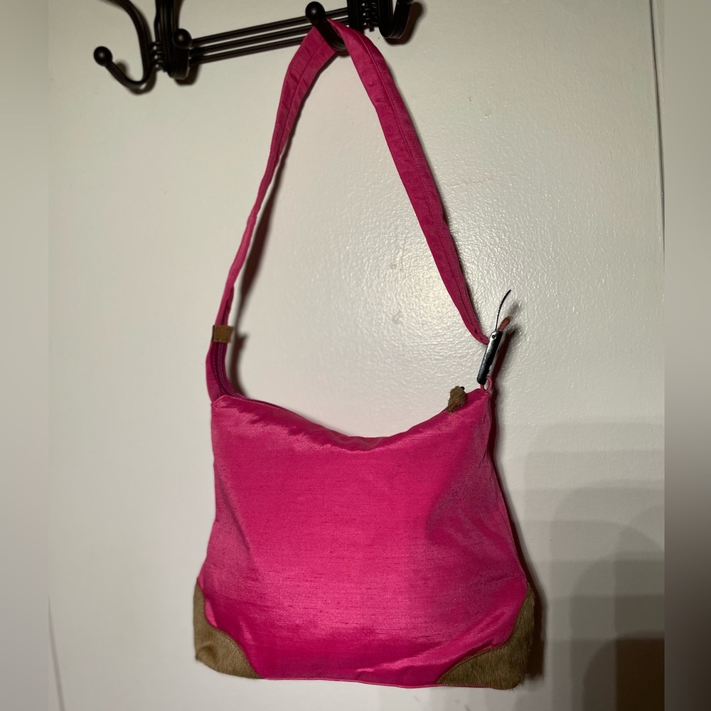 NWOT LE SOLIM silk shantung and pony hair shoulder bag